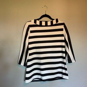 Anthropologie 3/4 Length Sleeve B&W stripe blouse
